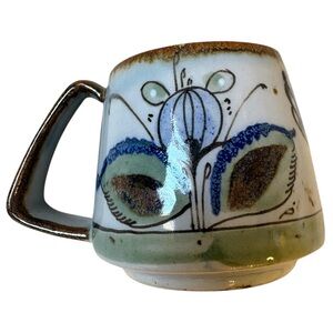Ken Edwards Signed Pottery Bird Flower Mug Cup Tea Coffee El Mexico Artisan Folk
